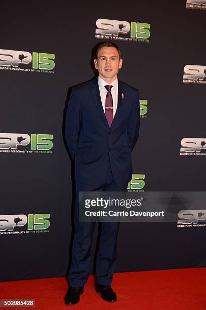 Kevin Sinfield on the red carpet at Titanic Building before the BBC Sports Personality of the Year award at Odyssey Arena on December 20, 2015 in...