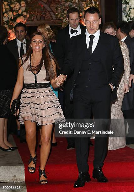 Toni Terry and John Terry leave Frank Lampard and Christine Bleakley's wedding on December 20, 2015 in London, England.