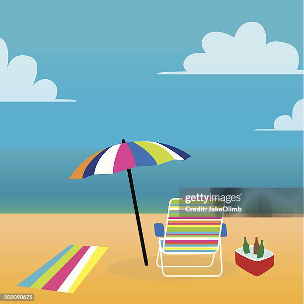 strand-szene - kühlbehälter stock-grafiken, -clipart, -cartoons und -symbole