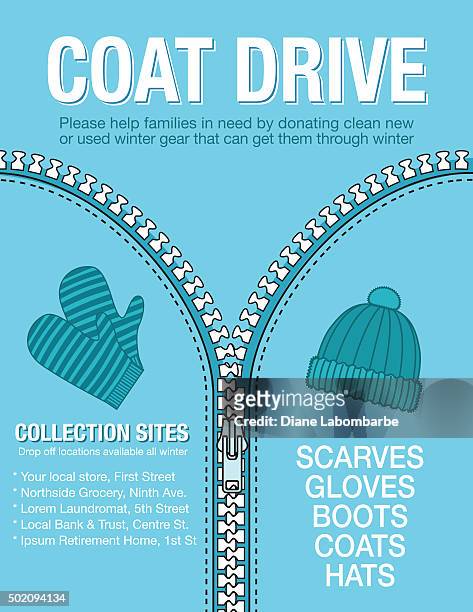 winter coat drive charity poster template. - motivation stock illustrations
