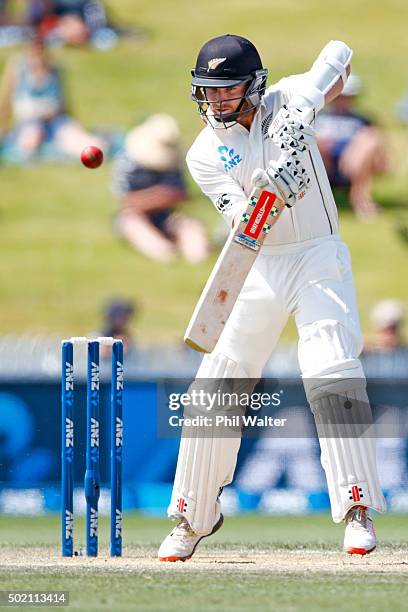Kane Williamson of New Zealand bats during day four of the Second Test match between New Zealand and Sri Lanka at Seddon Park on December 21, 2015 in...