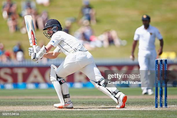 Kane Williamson of New Zealand bats during day four of the Second Test match between New Zealand and Sri Lanka at Seddon Park on December 21, 2015 in...