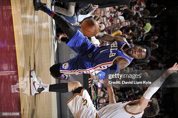 Tony Wroten of the Philadelphia 76ers drives to the basket against the Cleveland Cavaliers during the game on December 20, 2015 at Quicken Loans...