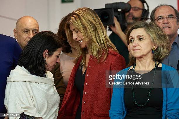 Leader of Spain's Socialist Party and candidate for general elections Pedro Sanchez wife's Begona Fernandez and members of Spain's Socialist Party...