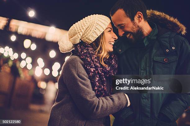 winter romance - valentines day couple stock pictures, royalty-free photos & images