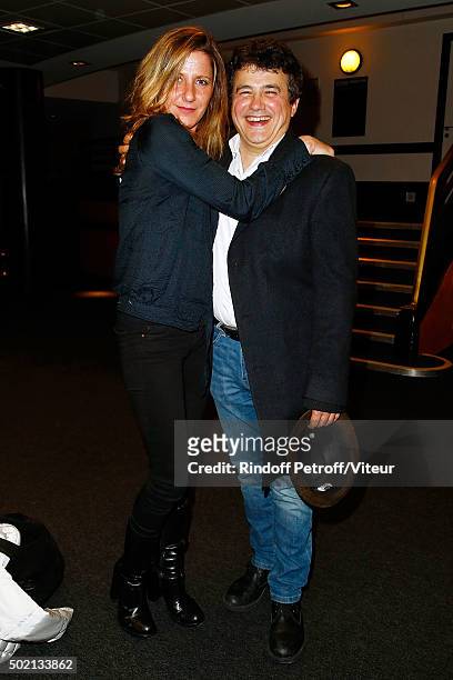 Patrick Pelloux and guest attend the Laurent Gerra One Man Show at L'Olympia on December 19, 2015 in Paris, France.