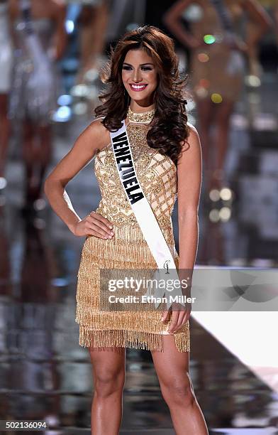 Miss Venezuela 2015, Mariana Jimenez, is named a top 15 finalist during the 2015 Miss Universe Pageant at The Axis at Planet Hollywood Resort &...