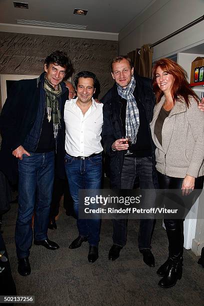 Eric Altmayer, Laurent Gerra, Nicolas Altmayer and his wife attend the Laurent Gerra One Man Show at L'Olympia on December 19, 2015 in Paris, France.