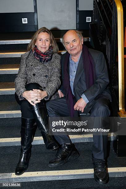 Jean Francois Stevenin and his wife Claire attend the Laurent Gerra One Man Show at L'Olympia on December 19, 2015 in Paris, France.