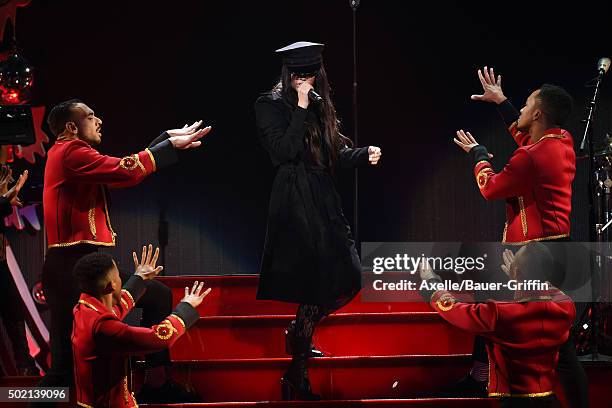 Singer/actress Selena Gomez performs at 102.7 KIIS FM's Jingle Ball 2015 presented by Capital One at Staples Center on December 4, 2015 in Los...