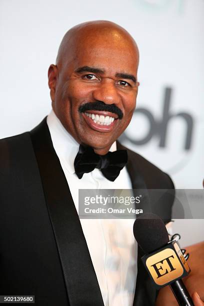 Steve Harvey smiles during the The 64th Annual Miss Universe Pageant Arrivals at The Axis, Planet Hollywood Resort & Casino on December 20, 2015 Las...