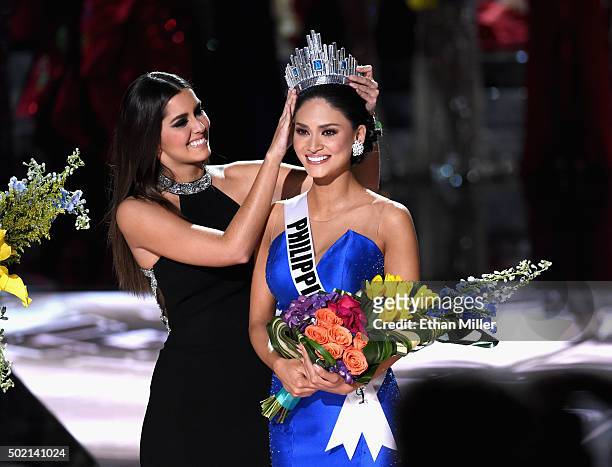 Miss Universe 2014 Paulina Vega crowns Miss Philippines 2015, Pia Alonzo Wurtzbach, the 2015 Miss Universe during the 2015 Miss Universe Pageant at...