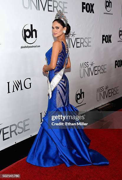 Miss Philippines 2015, Pia Alonzo Wurtzbach, poses for photos after winning the 2015 Miss Universe Pageant at Planet Hollywood Resort & Casino on...