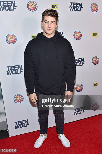 Actor Cody Christian attends the MTV Teen Wolf Los Angeles premiere party at Dave & Busters on December 20, 2015 in Hollywood, California.