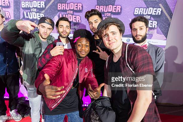 Matthias Roll alias 'TC' , JokaH Tululu , Phil Laude and Oguz Yilmaz attend the premiere for the film 'Bruder vor Luder' at Cinedom on December 20,...