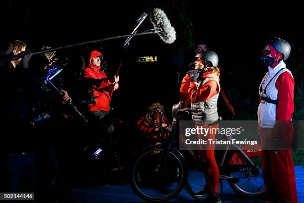 Santander brand ambassadors Jessica Ennis-Hill, Jenson Button and Rory McIlroy promote the rollout of Blaze cycle lighting on the Santander London...