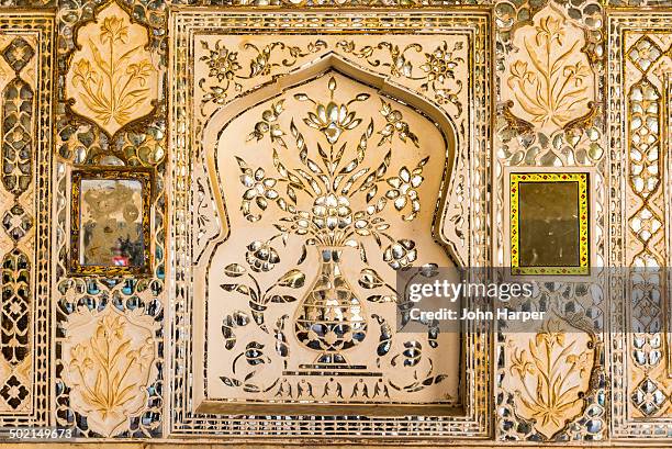 detail of amber fort, jaipur, rajasthan, india - indian pattern stock pictures, royalty-free photos & images