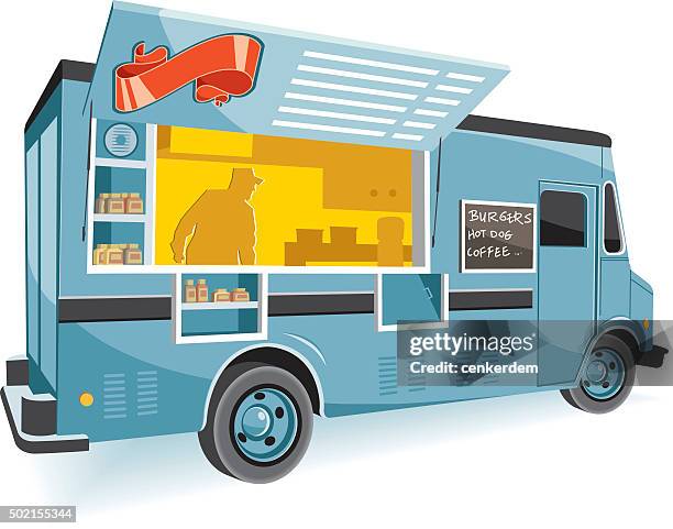 vector food truck - curry food drawing stock illustrations