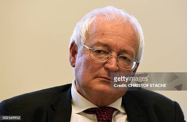 Hans-Joachim Eckert, head of the adjudicatory arm of FIFA's ethics commitee, attends a press conference on December 21, 2015 in Munich, southern...