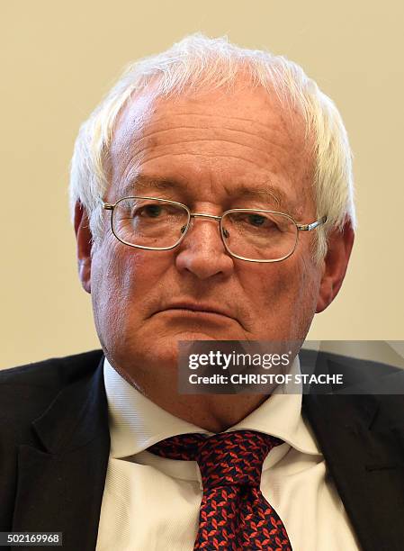 Hans-Joachim Eckert, head of the adjudicatory arm of FIFA's ethics commitee, attends a press conference on December 21, 2015 in Munich, southern...