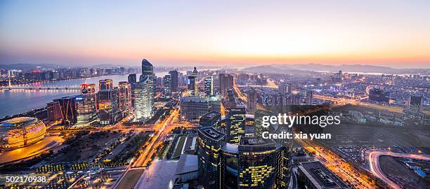 cityscape of qianjiang new town (new cbd district), hangzhou,china - hangzhou stock-fotos und bilder