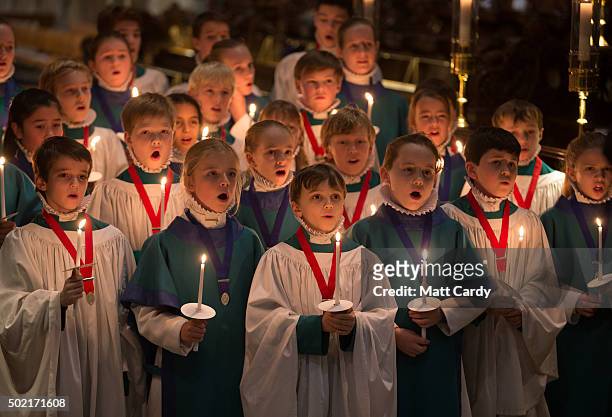 Choristers from the Salisbury Cathedral Choir practice ahead of the services that will be held in the cathedral marking Christmas Eve on December 21,...
