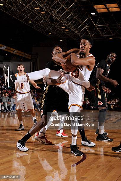 Stephens of the Canton Charge pulls down the rebound against the Erie BayHawks at the Canton Memorial Civic Center on December 19, 2015 in Canton,...