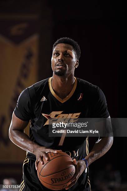 Melvin Ejim of the Erie BayHawks prepares to attempt a free throw against the Canton Charge at the Canton Memorial Civic Center on December 19, 2015...