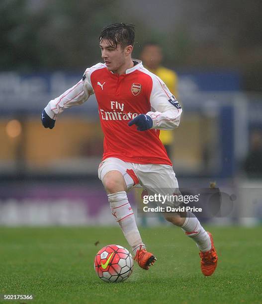 Dan Crowley of Arsenal during the U21 Premier League match between Arsenal U21 and Aston Villa U21 at Meadow Park on December 21, 2015 in...