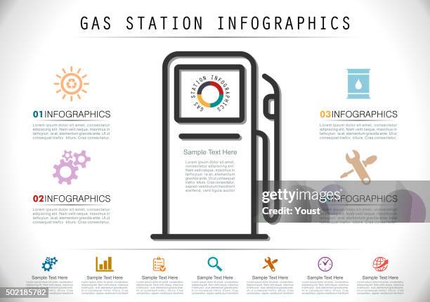 refueling station infographics - diesel engine stock illustrations