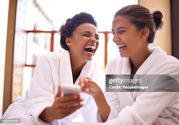 #girls day at the spa! - woman bathrobe stock pictures, royalty-free photos & images