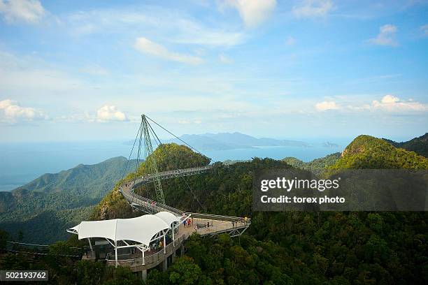 beautiful view of sky bridge at gunung mat chinchang, langkawi, malaysia. - langkawi stock-fotos und bilder