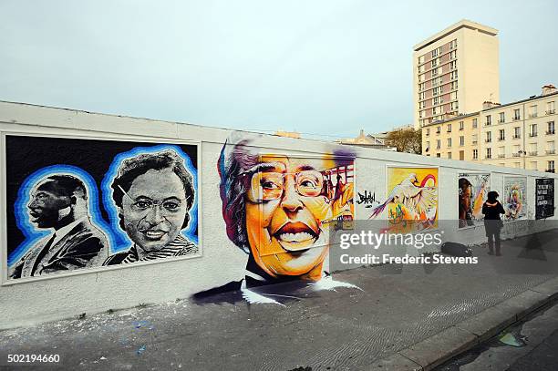 The Rosa Parks Wall consists of a huge street art mural 450 meters long made by iconic street-artist team composed of 4 women Bastardilla, Tatyana...