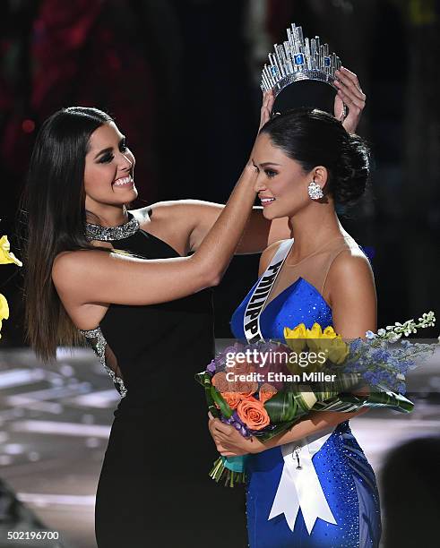 Miss Universe 2014 Paulina Vega crowns Miss Philippines 2015, Pia Alonzo Wurtzbach, the new Miss Universe after host Steve Harvey mistakenly named...