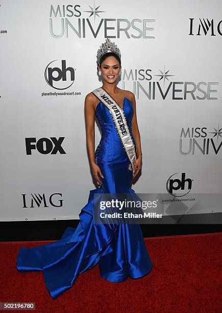 Miss Philippines 2015, Pia Alonzo Wurtzbach, poses for photos after winning the 2015 Miss Universe Pageant at Planet Hollywood Resort & Casino on...