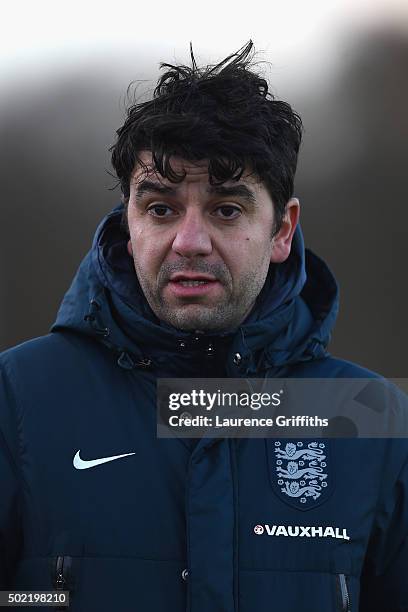 Dan Micciche of England looks on during the International Friendly match between England U15 and Turkey U15 at St George's Park on December 21, 2015...