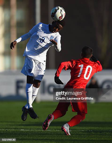 Bali Mumba of England in action during the International Friendly match between England U15 and Turkey U15 at St George's Park on December 21, 2015...