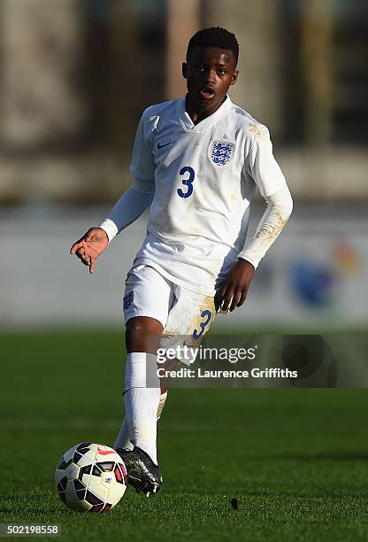 Bali Mumba of England in action during the International Friendly match between England U15 and Turkey U15 at St George's Park on December 21, 2015...