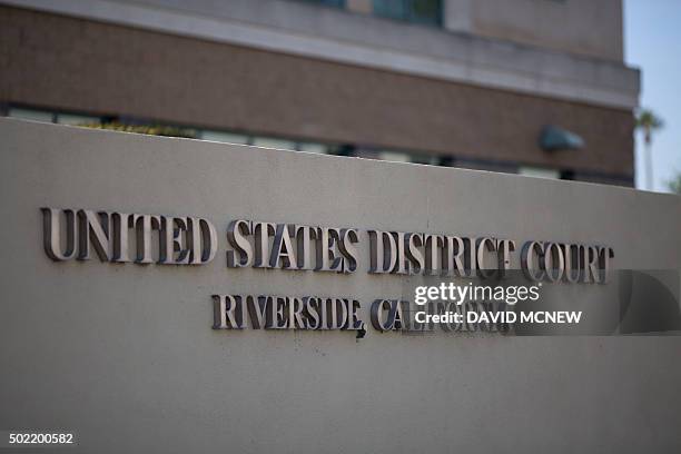 The United States District Court building is seen as Enrique Marquez appears at a detention hearing in federal court in Riverside, California,...