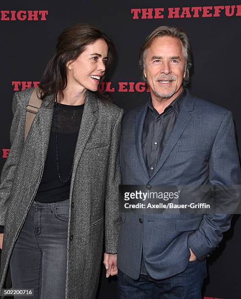 Actor Don Johnson and wife Kelley Phleger arrive at the Los Angeles Premiere of 'The Hateful Eight' at ArcLight Cinemas Cinerama Dome on December 7,...
