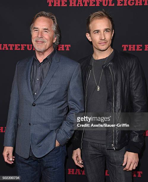Actor Don Johnson and son Jesse Johnson arrive at the Los Angeles Premiere of 'The Hateful Eight' at ArcLight Cinemas Cinerama Dome on December 7,...