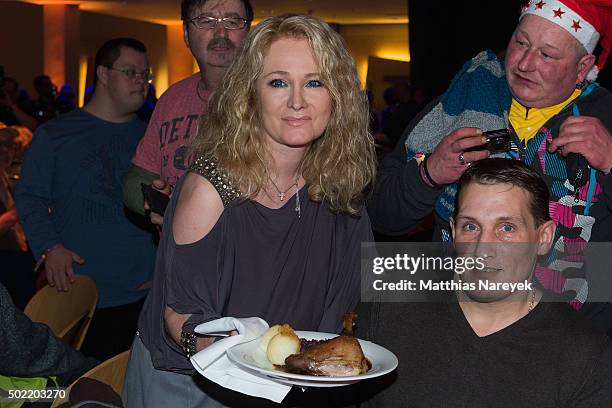 Singer Nicole and guests attends the Frank Zander charity dinner for homeless at the Estrel hotel on December 21, 2015 in Berlin, Germany.