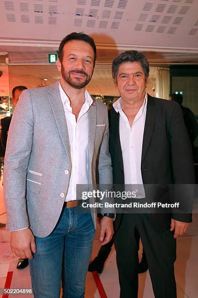 Actors Samuel le Bihan and Lionel Astier present the TV Series 'Alex Hugo' during the 'Vivement Dimanche' French TV Show at Pavillon Gabriel on...