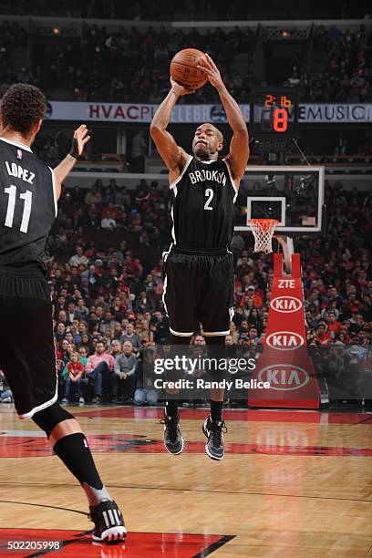 Jarrett Jack of the Brooklyn Nets shoots the ball against the Chicago Bulls on December 21, 2015 at the United Center in Chicago, Illinois. NOTE TO...