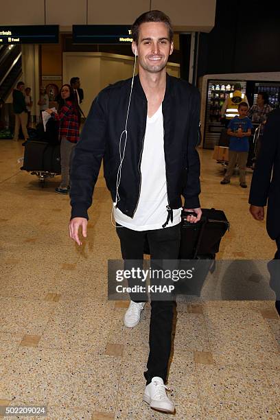 Evan Spiegel is seen upo arrival at Sydney International Airport on December 22, 2015 in Sydney, Australia.