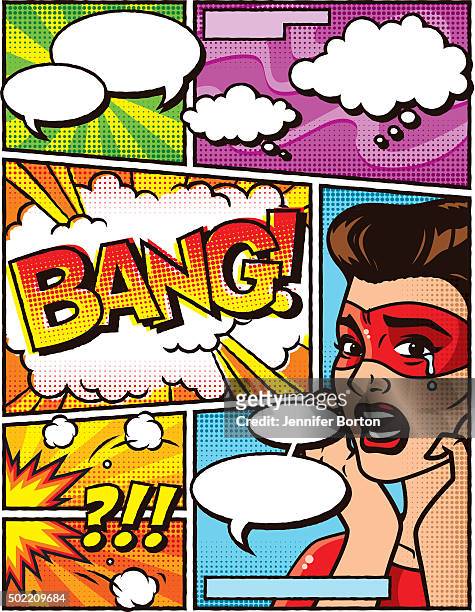 vintage superhero comic book layout template - crying stock illustrations stock illustrations