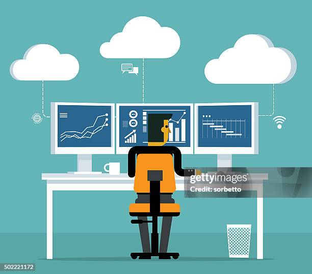 business work - stock market data screen stock illustrations