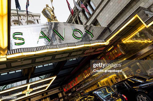 savoy hotel in london, england - the strand london stock pictures, royalty-free photos & images