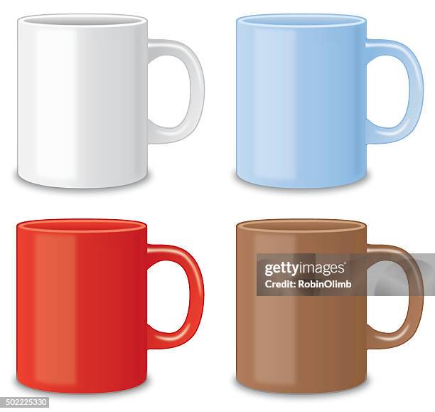 four coffee mugs - mug vector stock illustrations