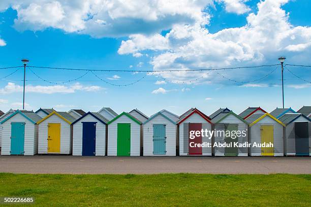 colorful beach huts - part one - abdul kadir audah stock pictures, royalty-free photos & images